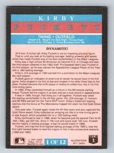 lot 96 image: Kirby Puckett 1991 Fleer Provision #1 Insert Minnesota Twins Baseball Card