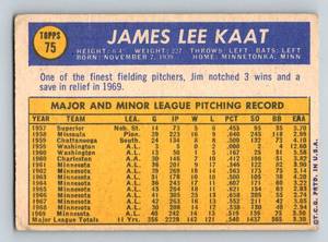 lot 97 image: 1970 Topps Jim Kaat #75 Vintage Minnesota Twins Baseball Card