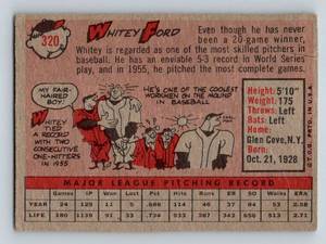 lot 102 image: 1958 Topps Whitey Ford #320 Vintage Baseball Card