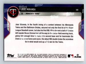 lot 123 image: Jose Miranda RC 2022 Topps Now #120 Rookie Minnesota Twins Baseball Card