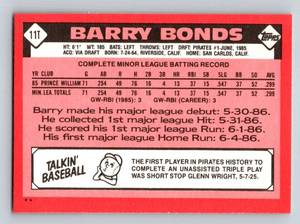 lot 129 image: Barry Bonds RC 1986 Topps Traded #11T Rookie Baseball Card