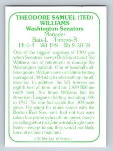 lot 141 image: Ted Williams 1978 TCMA #260 Vintage Baseball Card