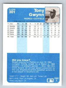 lot 146 image: Tony Gwynn 2nd Year Card - 1984 Fleer #310 Vintage Baseball Card