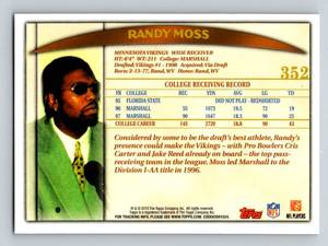 lot 157 image: Randy Moss RC 2010 Topps Draft Picks #252 Rookie Minnesota Vikings Football Card