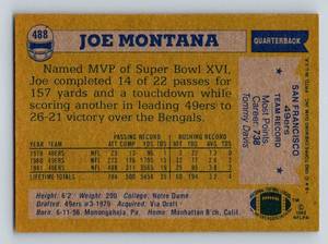 lot 171 image: Joe Montana 1982 Topps #488 Vintage Football Card