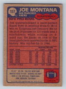 lot 183 image: Joe Montana 1985 Topps #157 Vintage Football Card