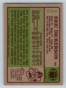 lot 197 image: Eric Dickerson RC 1984 Topps #280 Rookie Vintage Football Card