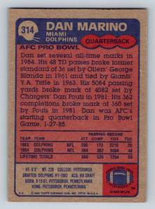 lot 201 image: Dan Marino 2nd Year 1985 Topps #314 Vintage Football Card