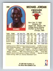 lot 218 image: Michael Jordan 1989 NBA Hoops #200 Basketball Card