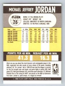 lot 258 image: Michael Jordan 1990 Fleer #26 Basketball Card