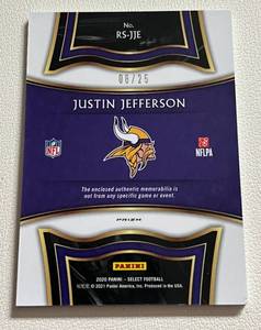 lot 2 image: Justin Jefferson Tie Dye RC -with Relic Patch numbered 25, Super Short Print, 825 - Minnesota Vikings Rookie Football Card - Comp sales of $400
