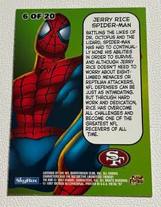 lot 21 image: Jerry Rice 1997 Metal Universe #6 Spider-man Insert Rare Football Card