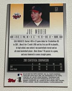 lot 38 image: Joe Mauer RC 2002 Topps Gold Label #164 Rookie Minnesota Twins Baseball Card