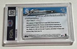 lot 52 image: Gleyber Torres RC PSA Graded 10 Gem Mint - 2018 Topps Update #US191 Baseball Rookie Card