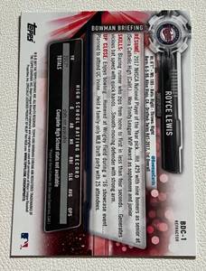 lot 60 image: Royce Lewis RC Refractor 2017 Bowman Chrome 1st #BDC-1 Rookie Minnesota Twins Baseball Card
