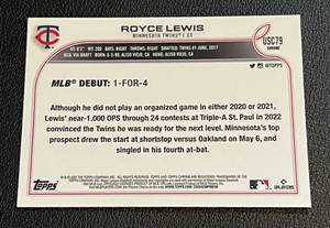 lot 87 image: Royce Lewis RC 2022 Topps Chrome Rookie Debut #USC79 Minnesota Twins Baseball Card
