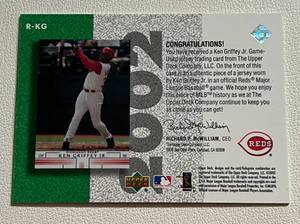 lot 93 image: Ken Griffey Jr. 2002 Upper Deck Game-Used Jersey Card #R-KG Baseball