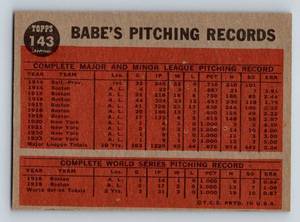 lot 19A image: 1962 Topps Babe Ruth Special Greatest Sports Hero #143 Vintage Baseball Card