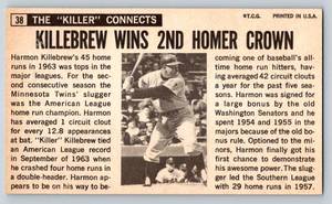 lot 22A image: Harmon Killebrew 1964 Topps Giant #38 Vintage Minnesota Twins Baseball Card