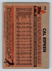 lot 30A image: 1983 Topps Cal Ripken 2nd Year #163 Vintage Baseball Card