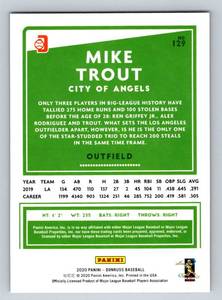 lot 116 image: Mike Trout 2020 Donruss Red Holofoil #129 Baseball Card