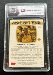 lot 34A image: Shaquille ONeal 2003-04 Topps Center Highlight Zone Insert #HZ-2 Grading Report Graded 9.5 Gem Mint Basketball Card