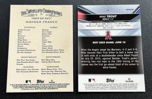lot 124 image: Mike Trout  Wander Franco 2 Card Lot - Trout 2022 Bowmans Best Refractor #14 and Franco 2022 Topps Chrome Allen & Ginter #91 Baseball Cards