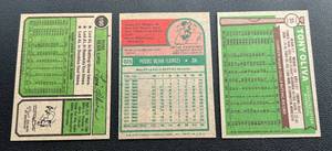 lot 140 image: Tony Oliva 1974, 1975, 1976 3 Card Lot Minnesota Twins Vintage  Baseball