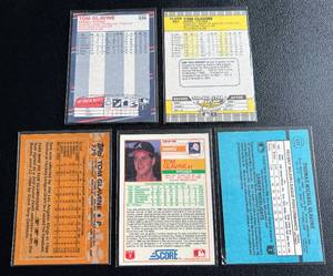 lot 145 image: Tom Glavine 5 Card Rookie Lot - Topps, Score, Donruss, and Fleer Baseball Rookie Cards