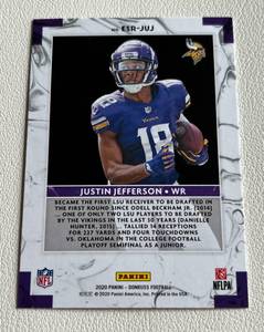 lot 153 image: Justin Jefferson RC Gold SP 2020 Donruss #ESR-JUJ Rookie Minnesota Vikings Football Card