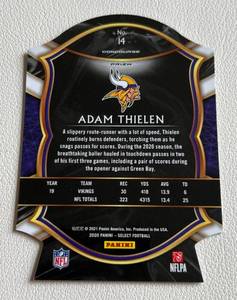 lot 156 image: Adam Thielen Light Blue Prizm Die Cut 2020 Select Concourse #14 Minnesota Vikings Football Card
