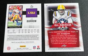 lot 163 image: Joe Burrow 2 RC Lot - 2020 Score #360and 2020 Leaf All-American Draft #61 Rookie Football Cards