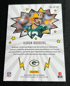 lot 164 image: Aaron Rodgers 2020 Prestige Heroes #HE-AR Insert Football Card