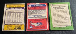 lot 165 image: Minnesota Vikings Vintage Football 3 Card Lot - 1973 Alan Page, 1978 and 1979 Fran Tarkenton Cards