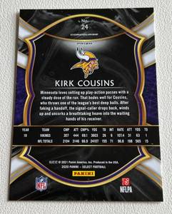 lot 178 image: Kirk Cousins Silver 2020 Select Concourse #24 Minnesota Vikings Football Card