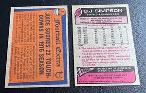 lot 181 image: OJ Simpson 2 Card Lot - 1976 Topps #6 and 1977 #100 Vintage Football Cards