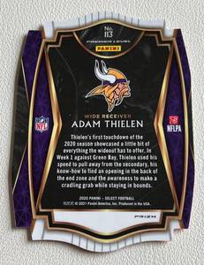 lot 182 image: Adam Thielen 2020 Select Premier Level Orange #113 Minnesota Vikings Football Card