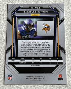 lot 184 image: Danielle Hunter Case Hit SP Checkerboard Prizm 2022 #194 Rare Minnesota Vikings Football Card