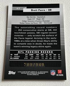 lot 202 image: Brett Favre 949 2009 Topps Limited #47 numbered 709949 Rare Football Card