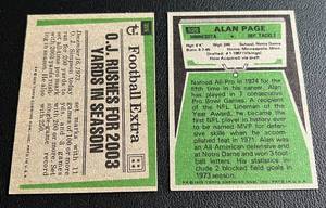 lot 211 image: 1975 Topps Football 2 Card Lot - #366 OJ Simpson and #520 Alan Page Minnesota Vikings Vintage Football Cards
