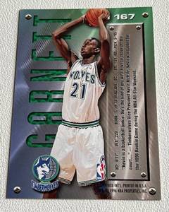 lot 216 image: Kevin Garnett RC 1995-96 Fleer Metal #167 Minnesota Timberwolves Rookie Basketball Card