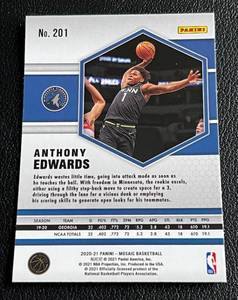 lot 219 image: Anthony Edwards RC 2020-21 Mosaic #210 Rookie Minnesota Timberwolves Basketball Card