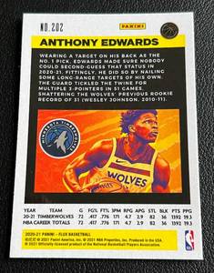 lot 227 image: Anthony Edwards RC 2020-21 Flux #202 Rookie Minnesota Timberwolves Basketball Card