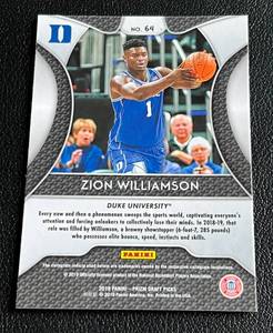 lot 228 image: Zion Williamson RC 2019 Prizm Draft Picks #54 Rookie Basketball Card
