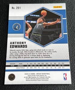 lot 229 image: Anthony Edwards RC 2020-21 Mosaic #201 Rookie Minnesota Timberwolves Basketball Card