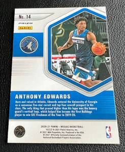 lot 232 image: Anthony Edwards Blue Chips Disco Prizm RC 2020-21 Mosaic #14 Rookie Minnesota Timberwolves Basketball Card