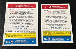 lot 262 image: Kobe Bryant 2 Card Lot - 2005 Topps Bazooka #69 Both Regular and Mini Size Basketball Cards