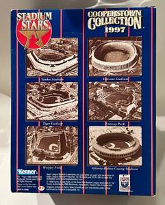 lot 298 image: Hank Aaron Starting Lineup Stadium Stars 1997 Cooperstown Collection Baseball Figure