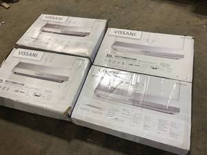 Lot of 4 Vissani Caprelo 30 in. 320 CFM Convertible Under Cabinet Range Hood in Stainless Steel with LED Lighting and Charcoal Filter  Customer Returns See Pictures