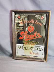 lot 19 image: Strohs Minnesota Mirrored Beer Sign